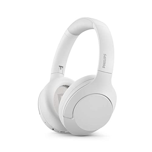 Auriculares inalámbricos con cancelación de Ruido Philips TAH8506WT, cancelación de Ruido Pro, Auriculares inalámbricos para Adultos, con micrófono, Bluetooth, 60 Horas de duración, Blanco, Ligero