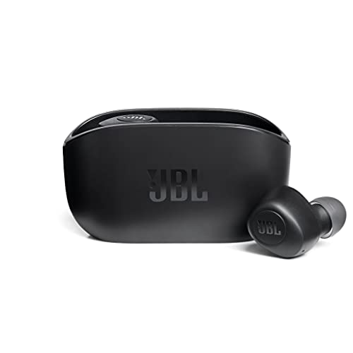 Auriculares JBL Wave 100TWS, sonido de graves profundos, formato bolsillo, 20 horas de duración de la batería, en negro