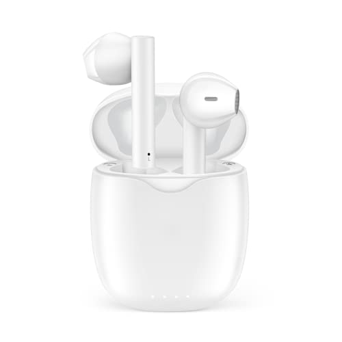 kauguo Auriculares Inalambricos Cascos Bluetooth 5.1 con Micrófono HiFi Estéreo Control Táctil IPX6 Impermeable 30 Hora USB-C Carga Rápida para iPhone Huawei Xiaomi Samsung Android(Blanco)