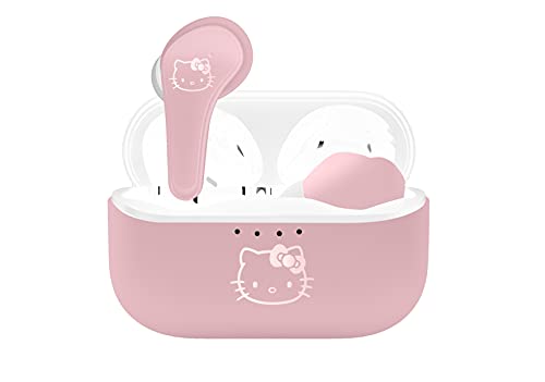 OTL Technologies Auriculares inalámbricos Bluetooth V5.0 para niños Hello Kitty con Caja de Carga, Color Rosa