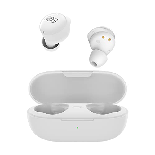 QCY Auriculares inalámbricos T17 Auriculares Bluetooth 5.1 con Micrófono y Control Táctil, Llamada de Reducción de Ruido, Latencia Ultrabaja, IPX5 Impermeable Auriculares Deportivos In Ear, Blanco