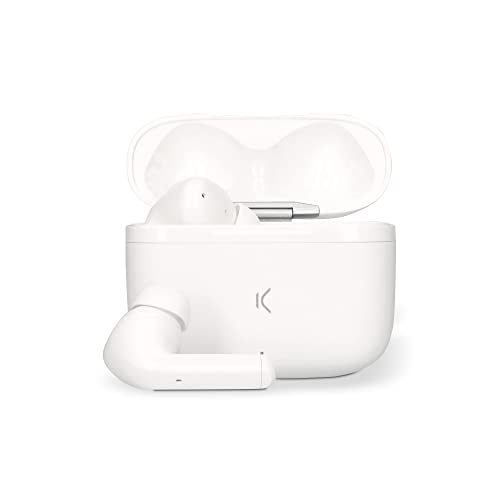 KSIX Auriculares Noise Cancelling Noise Cancel 2 Auriculares Inalámbricos con Bluetooth 5.0. Sonido de Alta Gama. hasta 24h de autonomía. para Llamadas, Deporte y Música. Blanco Brillo