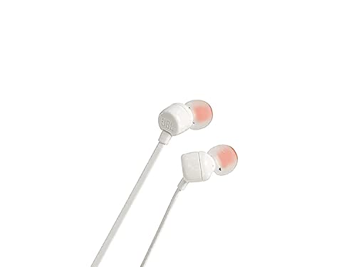 JBL T110 Auriculares In Ear con Pure Bass - Con manejo de un solo botón y micrófono, color blanco