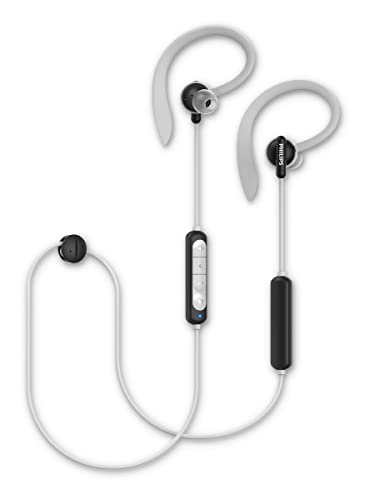 Philips Auriculares Deportivos Inalámbricos con Micrófono para Deporte y Fitness/Resistentes al Sudor, Monitor Frecuencia Cardiaca, Carga Rápida, Botones Integrados/Auriculares para Correr A4205BK