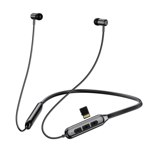 LAMA Auriculares Deportivos Bluetooth 5.0 Compatibles con Tarjeta TF, IPX5, Ligeros, Inalámbricos con Micrófono, Banda para el Cuello, Magnéticos