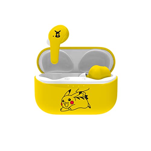 OTL Technologies - Auriculares inalámbricos Bluetooth V5.0 para niños Pokemon Pikachu con Caja de Carga, Amarillo