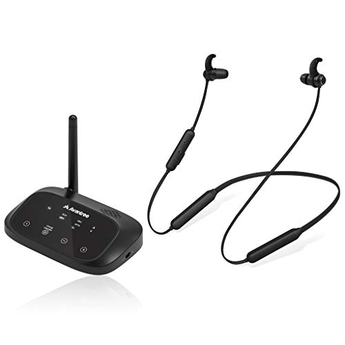 Avantree HT5006 Auriculares Inalámbricos para TV con Transmisor Bluetooth (ÓPTICO Digital, RCA, AUX 3,5mm), para Ver la TV con Auriculares y Altavoces Simultáneamente, Plug & Play, sin Retardo