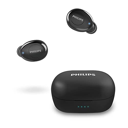 Philips Auriculares Intrauditivos Inalámbricos T2205BK/00 (In-Ear Bluetooth, Asistente De Voz, Larga Autonomía, Protección contra Salpicaduras IPX4, Cargador Compacto) Negro - Modelo de 2020/2021