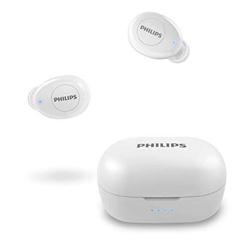 Philips Auriculares Intrauditivos Inalámbricos T2205WT/00 (In-Ear Bluetooth, Asistente De Voz, Larga Autonomía, Protección contra Salpicaduras IPX4, Cargador Compacto) Blanco - Modelo de 2020/2021