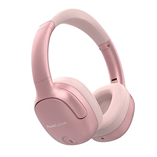 PowerLocus P7 Auriculares Inalámbricos Diadema, Cascos Bluetooth con Micrófono Incorporado, Hi-Fi Estéreo, Bass Modos, Auriculares Plegables para Móviles/Xiaomi/TV/PC (Oro Rosa)