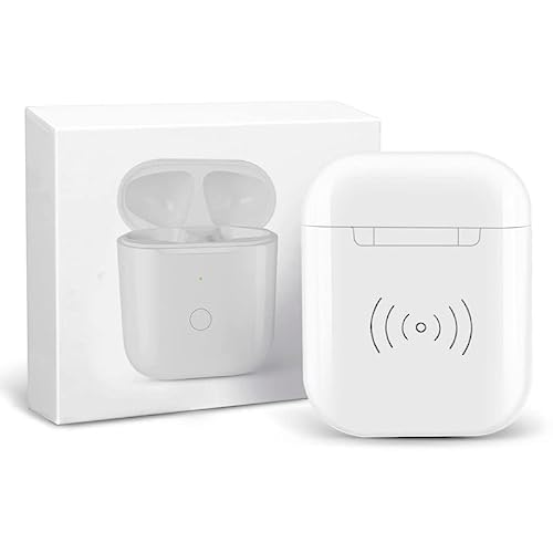 Hearkey Estuche de Carga Inalámbrica Compatible con Air Pods 1 2 Generacion,Reemplazo Original, Wireless Charging Case con Botón de Sincronización Bluetooth 5 Veces Carga Completa