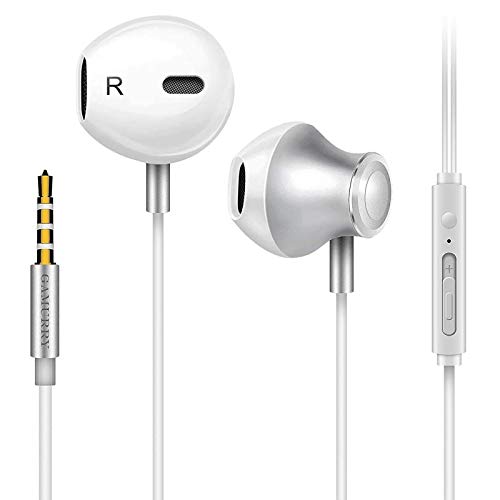 GAMURRY Auriculares,Auriculares con micrófono, Sistema de cancelación de Ruido y Sonido Envolvente. Compatibles con Android y PC (Blanco)