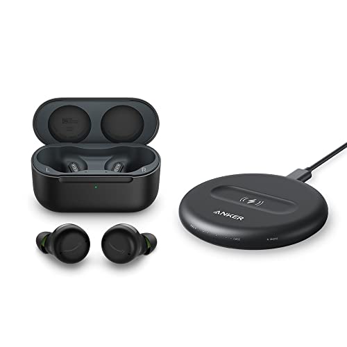 Echo Buds (2.ª generación) | Auriculares inalámbricos con cancelación activa de ruido y Alexa | Estuche cargador inalámbrico de color negro + base de carga inalámbrica PowerWave de 5 W