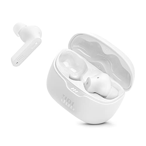 JBL Auriculares Tune Beam In-Ear, inalámbricos, Resistentes al Agua, cancelación de Ruido y tecnología de 4 micrófonos, con batería de hasta 48 Horas de duración, en Blanco