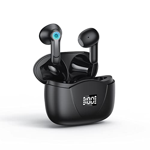 WeurGhy 2022 Nueva Auriculares Inalámbricos, Auriculares Bluetooth 5.3 con 4 HD Micrófono, 25Hrs de Reproducción con Pantalla LED, Hi-Fi Estéreo Cascos Inalambricos con Estuche de Carga USB-C