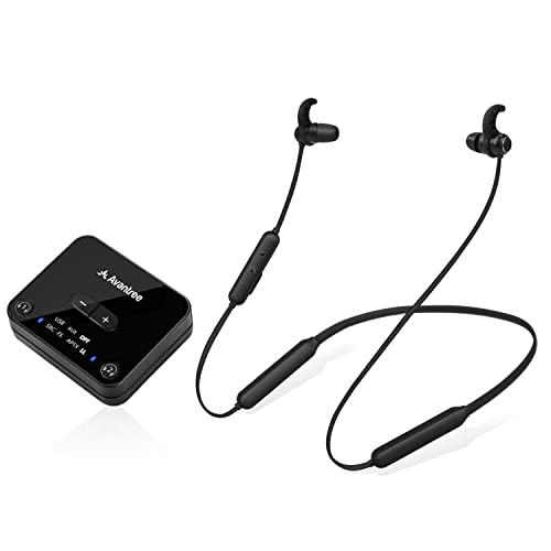 Avantree HT4186 Bluetooth Auriculares Inalámbricos para TV, PC con Transmisor, para Audio ÓPTICO Digital, RCA, AUX 3.5mm, USB de PC, Plug & Play, sin retardo y Largo Alcance