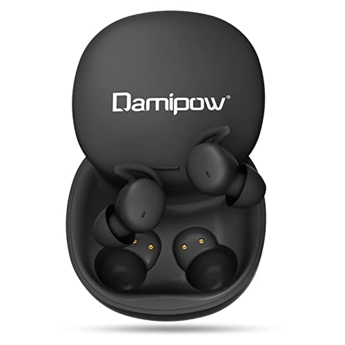 Damipow L29 - Auriculares Bluetooth para dormir con aislamiento de ruido, mini cómodos auriculares inalámbricos con micrófono y control de volumen, auriculares para dormir de lado, negro (2022)