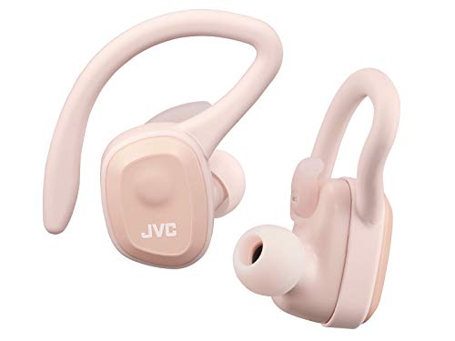 JVC Auriculares Bluetooth HA-ET45T True Wireless, Micrófono y Clip Desmontable. Máxima Adaptabilidad, Agarre y Resistencia. Batería 14h, Color Rosa