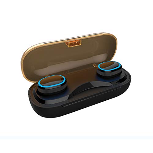 Auriculares Inalámbricos Bluetooth 5.0 con Mini Twins Estéreo In-Ear Deportivos Auriculares Carga Rapida IPX7 Resistente al Agua con Micrófono con Caja de Carga para iPhone y Android, Black