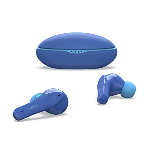 Belkin SOUNDFORM Nano, auriculares True Wireless para niños, volumen limitado a 85 dB, enseñanza virtual, certificación IPX5, 24 horas de autonomía, para iPhone, iPad, Kindle, Pixel y otros, azules