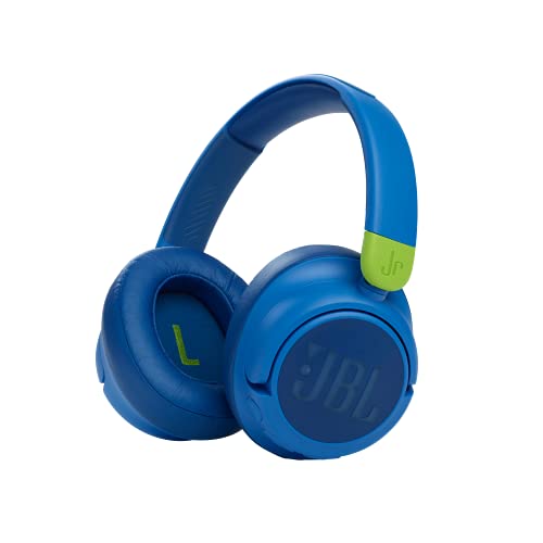 JBL JR460NC Auriculares inalámbricos Over Ear portátiles con Bluetooth y cancelación de ruido para niños, hasta 20 horas de duración y una carga rápida, azul