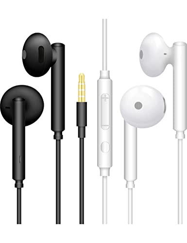 MAS CARNEY 【Paquete de 2】 WH6 Auriculares con Cable de 3.5 mm, Audifonos con Cable con Control de Volumen y Micrófono, Cascos Compatibles de Tablet, iPad, iPod, Honor, Huawei, Samsung Galaxy