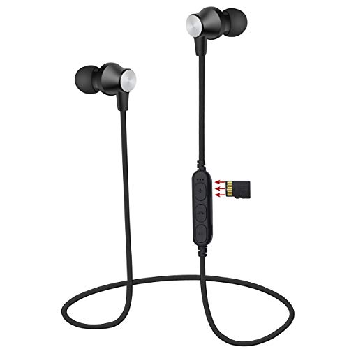 AREABI Falcon - Auriculares Bluetooth magnéticos con reproductor de MP3, Bluetooth 5.0, micrófono integrado HD, auriculares Bluetooth deportivos para Smartphone iPhone Android Samsung