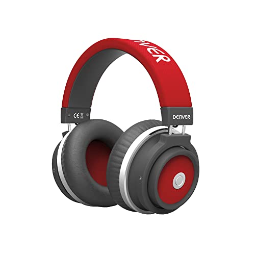 Denver Electronics BTH 250RD Auricular Bluetooth de Diadema con batería Recargable, Rojo