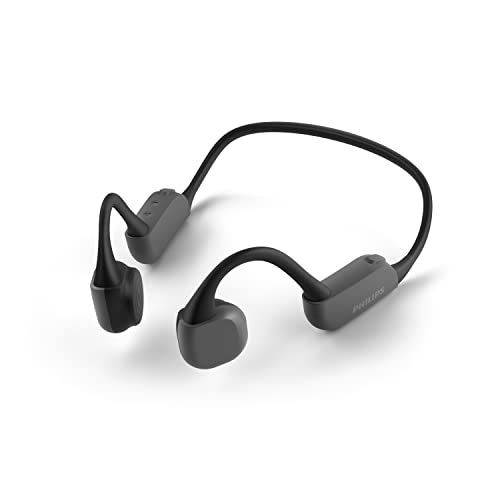 Philips TAA6606 Premium- Auriculares de conducción ósea, inalámbricos, Bluetooth, Auriculares para Correr e Impermeables, hasta 9 Horas de reproducción, con Banda para el Cuello y luz Nocturna, Negro