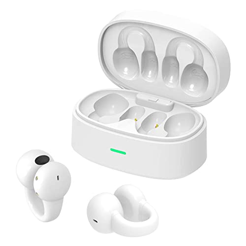 Ear-Clip conducción ósea para Auriculares Bluetooth 5.2, sin Dolor inalámbrico con Clip Oreja Abierta en Auriculares, Mini Auricular Impermeable para Correr, Calidad HiFi/Larga duración de la batería