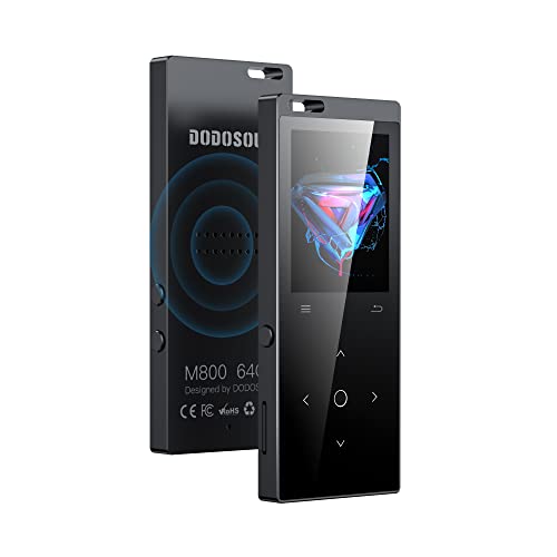 DODOSOUL Reproductor MP3 de 64 GB, Reproductor de Música con Bluetooth 5.2, Radio FM, Altavoz HD Integrado, Grabadora de Voz, Diseño Mini, Sonido HiFi, Ideal para Deportes, Auriculares Incluidos