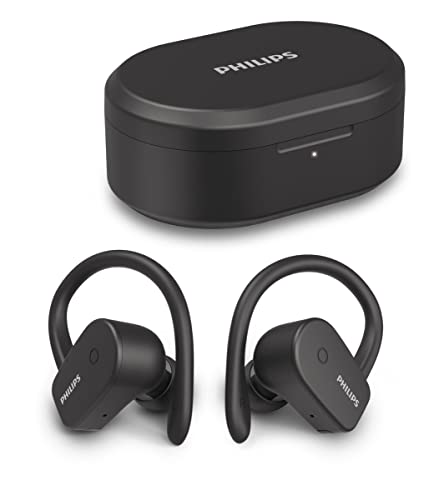 Philips Auriculares Deportivos, TAA5205BK/00, inalámbricos (intrauditivos) Ideal para Deporte, Resistente al Agua, Micrófono, IPX7, Carga rápida