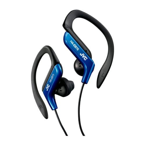 JVC HA-EB75-AN-U. Auriculares Deportivos con Gancho Regulable. Ajuste Seguro 5 Posiciones. Resistente a Salpicaduras. Sonido Potente con Graves. Cable 1,2m Forma de L Compatible con Smartphone.