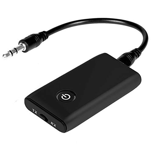 Transmisor Bluetooth Adaptador Jack Emisor - Transmisor Bluetooth 5.0 con Adaptador Jack 3.5 mm de Audio para TV, Coche, Auriculares, Altavoces 2 en 1. Emisor y Receptor de Música en Baja Latencia