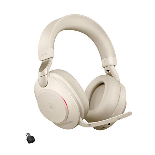 Jabra Evolve2 85 Auriculares Inalámbricos Estéreo con Cancelación de Ruido - Certificados para Microsoft Teams - Batería de Larga Duración - Adaptador Bluetooth USB-C - Beige