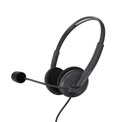 Energy Sistem Headset Office 2 Anthracite (Auricular On-Ear, Compatible con PC/Mac/Smartphone, Conector 3.5 mm, micrófono con Brazo retráctil), Negro