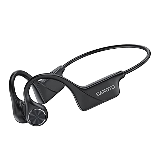 SANOTO Auriculares Conduccion Osea Bluetooth,Open Ear Auriculares Oseos Bluetooth 5.3 Auriculares Inalambricos Oseos IPX5 Auriculares Deportivos Impermeables y Resistentes al Sudor