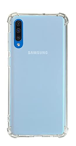 QUITECO Funda Transparente para Samsung Galaxy A30S, A50, A50S, Carcasa Protectora Antigolpes, Protección de Bordes con Esquinas Reforzadas