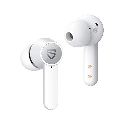 SoundPEATS Auriculares Inalámbricos con cancelación de Ruido, 4 Micrófonos, Auriculares Bluetooth Control Tactil, Carga de Tipo C, Admite Cargador Inalámbrico, Impermeables IPX5, Reproducci 21 Horas