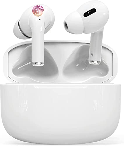 [Certificado MFi por Apple] AirPods Pro Wireless Earbuds, Impermeable Bluetooth Auriculares de Ruido, Auriculares inalámbricos con Control táctil, micrófono Integrado y Carcasa de Carga para iPhone