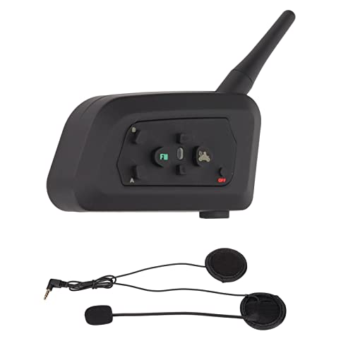 Intercomunicador Bluetooth para Casco de Moto, V4 1200m Auriculares Bluetooth para Motocicleta Sistema de Comunicación para 4 Ciclistas Kit de Auriculares de Interfono Inalámbrico, MP3/Radio FM/GPS/M