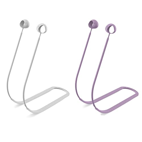 NANTING 2 Uds Cordón, Silicona Suave Diseño Especial Antideslizante Deportes Correa Antipérdida Accesorios para Samsung Galaxy Buds 2 Auriculares Cordón de Cuerda para el Cuello (Morado Claro+Blanco)