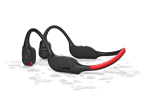 Philips TAA7607BK/00 Open-Ear Audífonos Deportivos Inalámbricos, IP66 Resistente A Salpicaduras Y Sudor, hasta 9 Horas De Tiempo De Reproducción, Luz De Seguridad LED, Negro