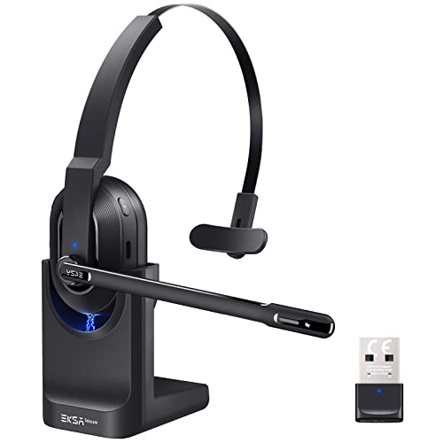 EKSA H5 Auriculares Inalambricos con Microfono, Auriculares De Diadema Abiertos USB, Auriculares Call Center, Cascos USB, Comerciales para Centros De Llamadas, Skype, Seminarios Web, Oficinas Y Aulas