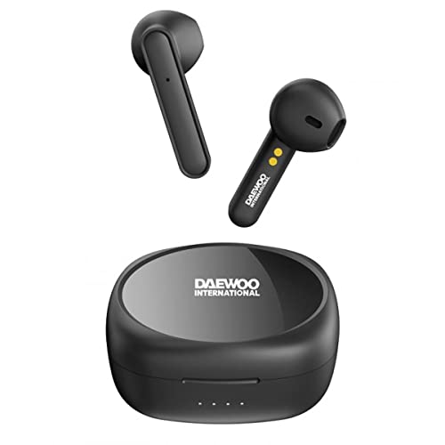 Daewoo Auriculares Inalámbricos Pixie Negros | Auriculares Bluetooth | Auriculares Móvil | Auriculares Superligeros | Color Negro