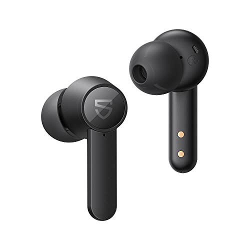 SoundPEATS Q Auriculares Inalámbricos, Auriculares Bluetooth con Cancelación de Ruido, 4 Micrófonos, Control Tactil, Admite Cargador Inalámbrico, Impermeables IPX5, Reproducci 21 Horas