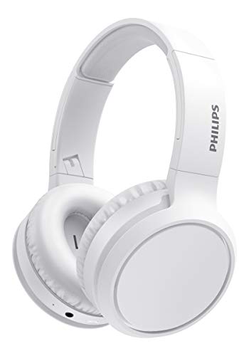 Philips Auriculares Inalámbricos de Diadema con Micrófono/Bluetooth, Aislamiento de Sonido, 29h de Reproducción, Carga Rápida/Cascos Inalámbricos Philips H5205WT/00