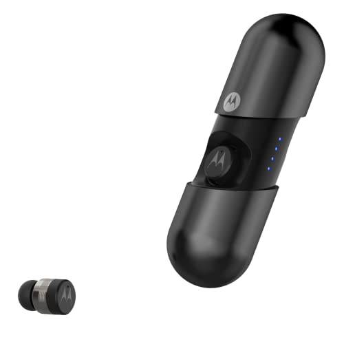 Motorola VerveBuds 400 - Auriculares mini inalámbricos, Bluetooth 5.0, Impermeables IP56, mono o duales y 9h - Compatible con Alexa, Siri y Google Assistant - Negro