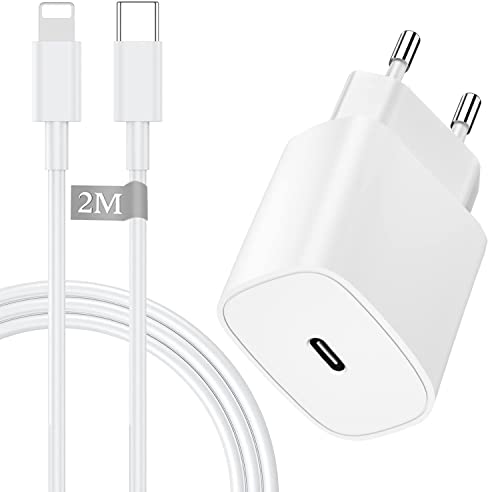 Cargador iPhone Carga Rapida USB C 20W con Cable 2M [ MFi Certificado], Adaptador Cargador Rapido iPhone Cargador USB C para iPhone 14/13/13 Mini/13 Pro/13 Pro Max/12/12 Pro/12 Pro MAX/11/8/XS/XR,ipad