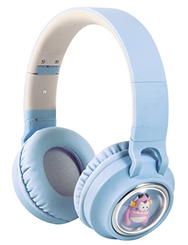 VuyKoo Auriculares Bluetooth para Niñas/Niños con Micrófono/Luces LED, Cascos Inalámbricos, Sonido Estéreo, Auriculares Inalámbricos para Movil, Tablet,Laptops, para Regalo de cumpleaños(Azul)